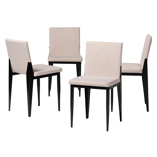 baxton studio Baxton Studio Bishop Industrial Beige Fabric and Metal 4-Piece Dining Chair Set