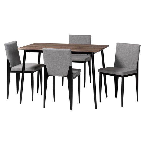 baxton studio Baxton Studio Bishop Industrial Grey Fabric and Metal 5-Piece Dining Set