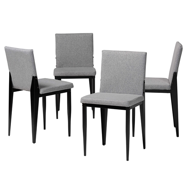 baxton studio Baxton Studio Bishop Industrial Grey Fabric and Metal 4-Piece Dining Chair Set