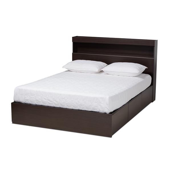 baxton studio Baxton Studio Blaine Modern and Contemporary Dark Brown Finished Wood Queen Size 6-Drawer Platform Storage Bed
