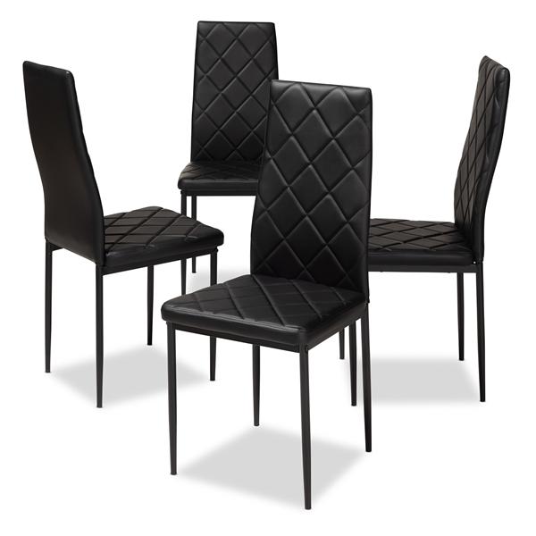 baxton studio Baxton Studio Blaise Modern and Contemporary Black Faux Leather Upholstered Dining Chair (Set of 4)