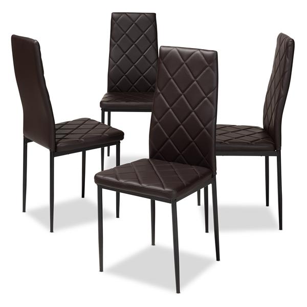 baxton studio Baxton Studio Blaise Modern and Contemporary Brown Faux Leather Upholstered Dining Chair (Set of 4)