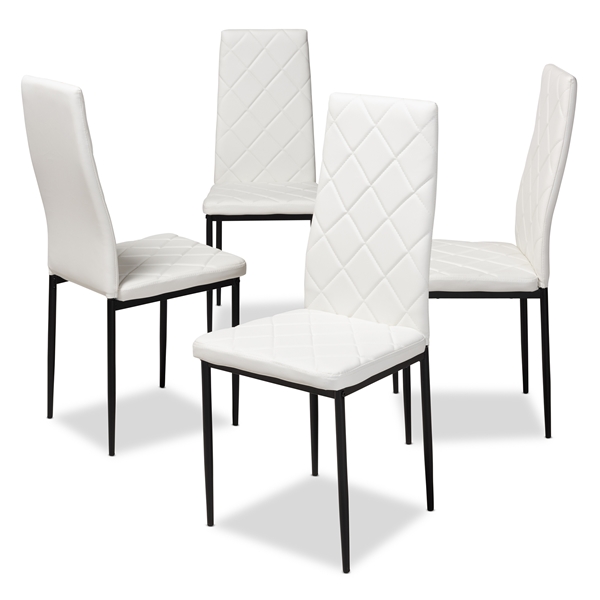 baxton studio Baxton Studio Blaise Modern and Contemporary White Faux Leather Upholstered Dining Chair (Set of 4)