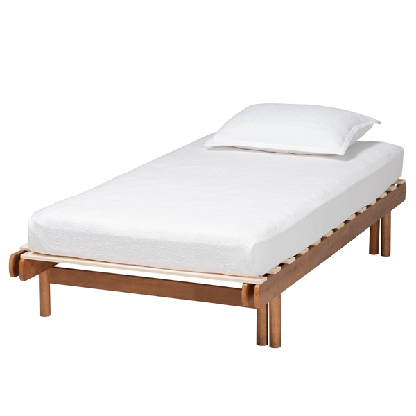 baxton studio Baxton Studio Bolivia Mid-Century Modern Walnut Brown Wood Expandable Twin to King Bed Frame