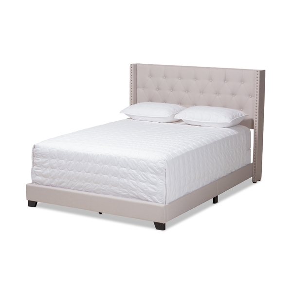 baxton studio Baxton Studio Brady Modern and Contemporary Beige Fabric Upholstered King Size Bed