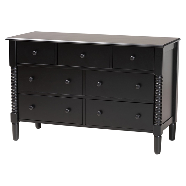 baxton studio Baxton Studio Braith Farmhouse Black Spindle Wood 7-Drawer Dresser
