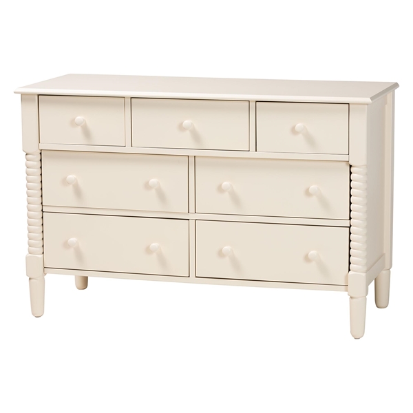 baxton studio Baxton Studio Braith Farmhouse Ivory Spindle Wood 7-Drawer Dresser