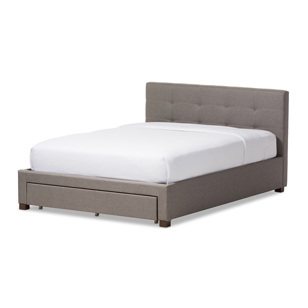 baxton studio Baxton Studio Brandy Modern and Contemporary Grey Fabric Upholstered Queen Size Platform Bed with Storage Drawer