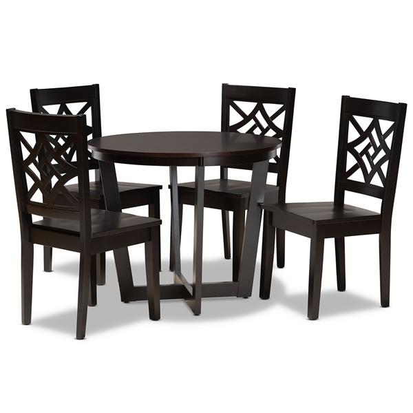 baxton studio Baxton Studio Brava Modern and Contemporary Dark Brown Finished Wood 5-Piece Dining Set