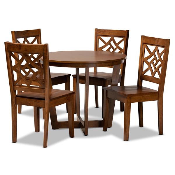 baxton studio Baxton Studio Brava Modern and Contemporary Walnut Brown Finished Wood 5-Piece Dining Set
