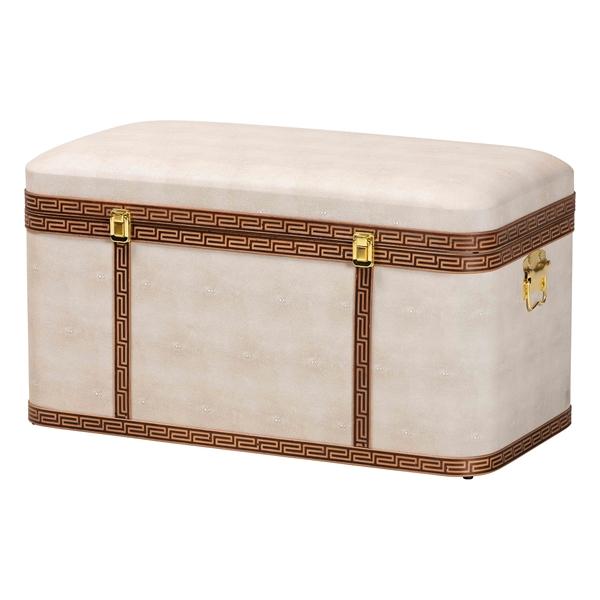 baxton studio Baxton Studio Brenner Modern Transitional Beige Faux Shagreen Storage Trunk