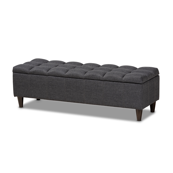baxton studio Baxton Studio Brette Mid-Century Modern Charcoal Fabric Upholstered Dark Brown Finished Wood Storage Bench Ottoman