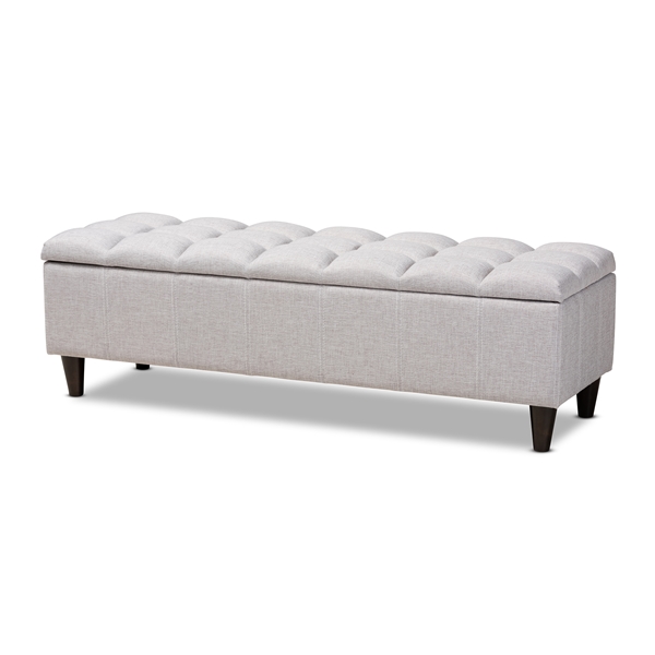 baxton studio Baxton Studio Brette Mid-Century Modern Grayish Beige Fabric Upholstered Dark Brown Finished Wood Storage Bench Ottoman
