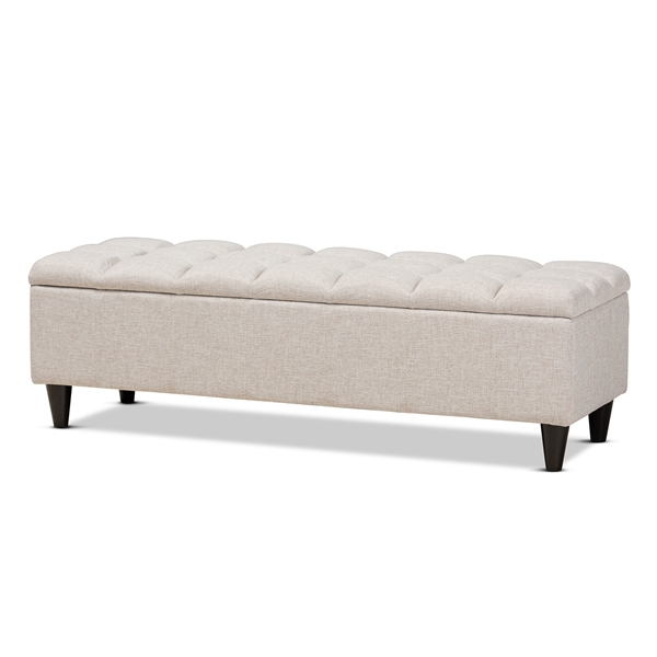 baxton studio Baxton Studio Brette Mid-Century Modern Light Beige Fabric Upholstered Dark Brown Finished Wood Storage Bench Ottoman