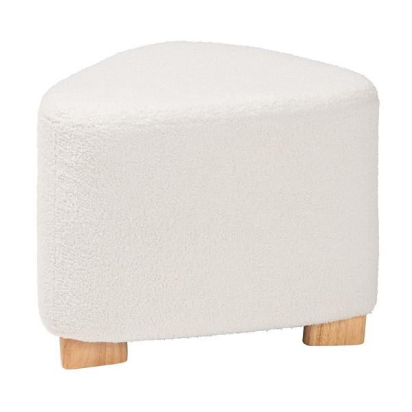 baxton studio Baxton Studio Brielle Modern and Contemporary Ivory Boucle Upholstered and Natural Brown Finished Wood Ottoman