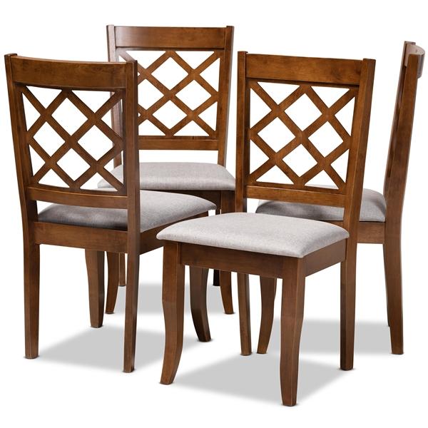 baxton studio Baxton Studio Brigitte Modern and Contemporary Grey Fabric Upholstered and Walnut Brown Finished Wood 4-Piece Dining Chair Set