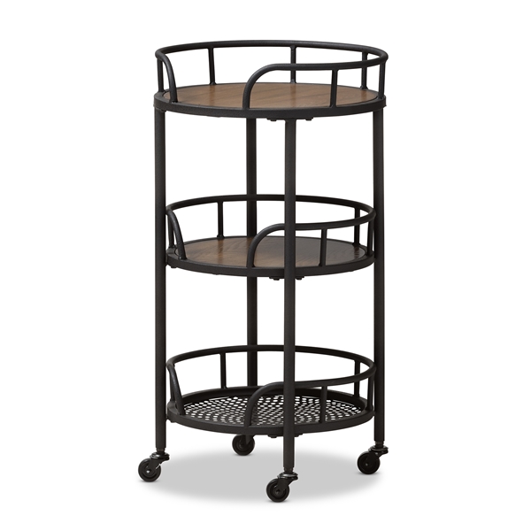 baxton studio Baxton Studio Bristol Rustic Industrial Style Metal and Wood Mobile Serving Cart