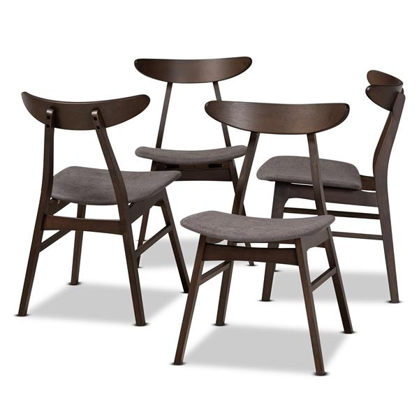 baxton studio Baxton Studio Britte Mid-Century Modern Dark Grey Fabric Upholstered Dark Oak Brown Finished 4-Piece Wood Dining Chair Set