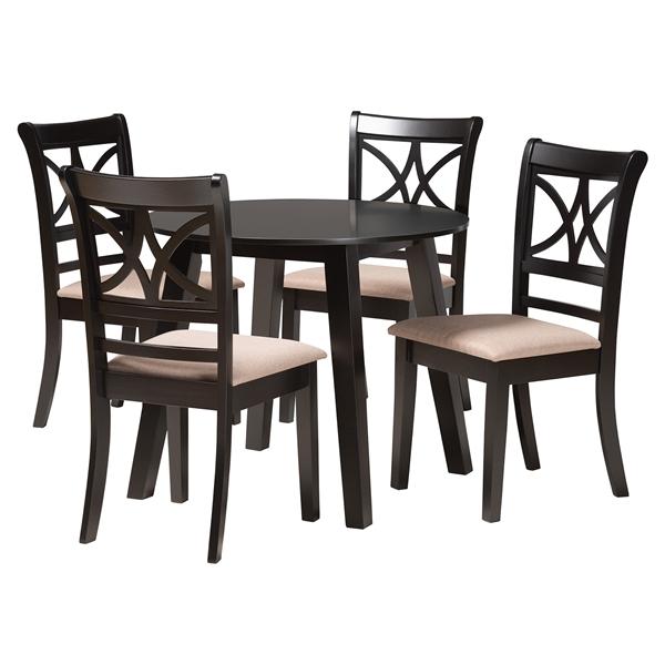 baxton studio Baxton Studio Brooke Modern Beige Fabric and Dark Brown Finished Wood 5-Piece Dining Set