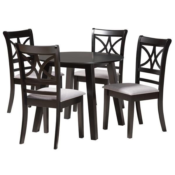 baxton studio Baxton Studio Brooke Modern Grey Fabric and Dark Brown Finished Wood 5-Piece Dining Set