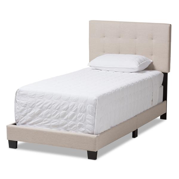 baxton studio Baxton Studio Brookfield Modern and Contemporary Beige Fabric Twin Size Bed