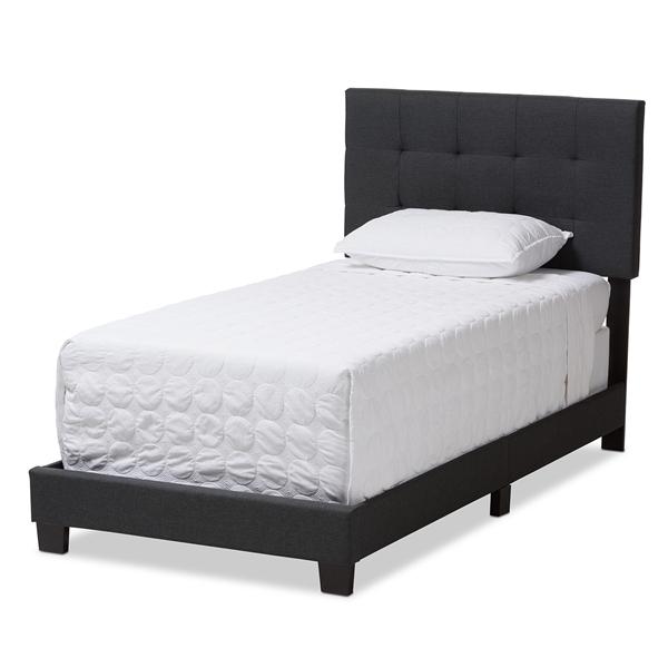 baxton studio Baxton Studio Brookfield Modern and Contemporary Charcoal Grey Fabric Twin Size Bed