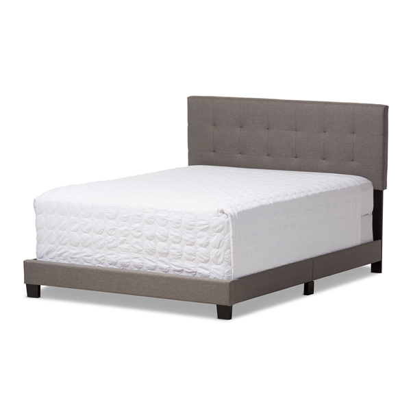 baxton studio Baxton Studio Brookfield Modern and Contemporary Grey Fabric Upholstered Grid-tufting Queen Size Bed