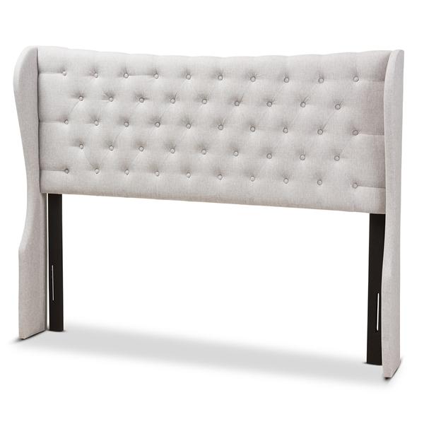 baxton studio Baxton Studio Cadence Modern and Contemporary Greyish Beige Fabric Button-Tufted King Size Winged Headboard