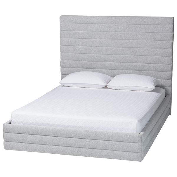 baxton studio Baxton Studio Cadmus Modern Light Grey Channel-Tufted Fabric King Platform Bed