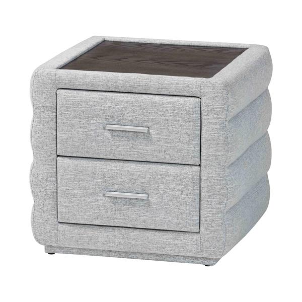 baxton studio Baxton Studio Cadmus Modern Light Grey Channel-Tufted Fabric 2-Drawer Nightstand
