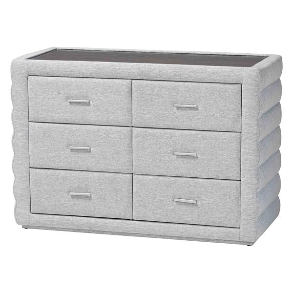 baxton studio Baxton Studio Cadmus Modern Light Grey Channel-Tufted Fabric 4-Drawer Dresser