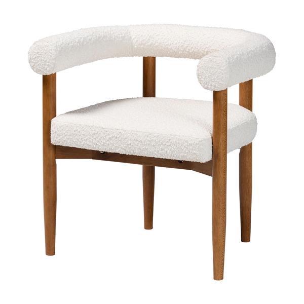 baxton studio Baxton Studio Caia Boucle Dining Chair - Modern Upholstered Accent Armchair Cream Minimalist Design