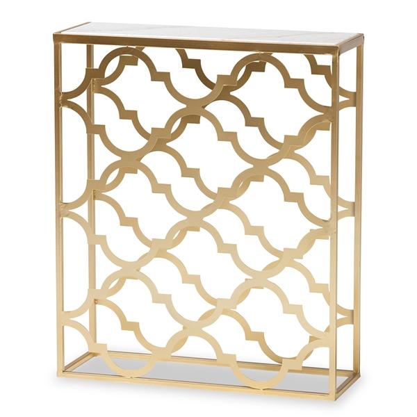 baxton studio Baxton Studio Calanthe Modern and Contemporary Gold Finished Metal Console Table with Marble Tabletop
