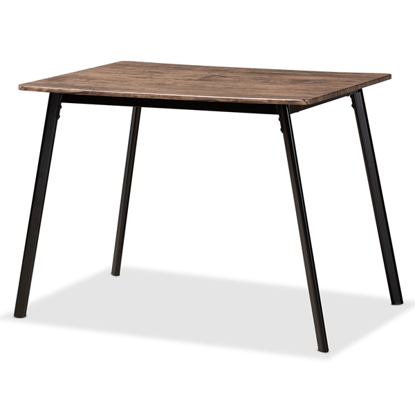 baxton studio Baxton Studio Calder Mid-Century Modern Walnut Brown Finished Wood and Black Metal Dining Table