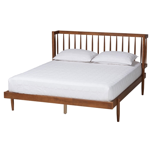 baxton studio Baxton Studio Calderon Retro-Modern Walnut Brown Finished Wood Queen Size Platform Bed