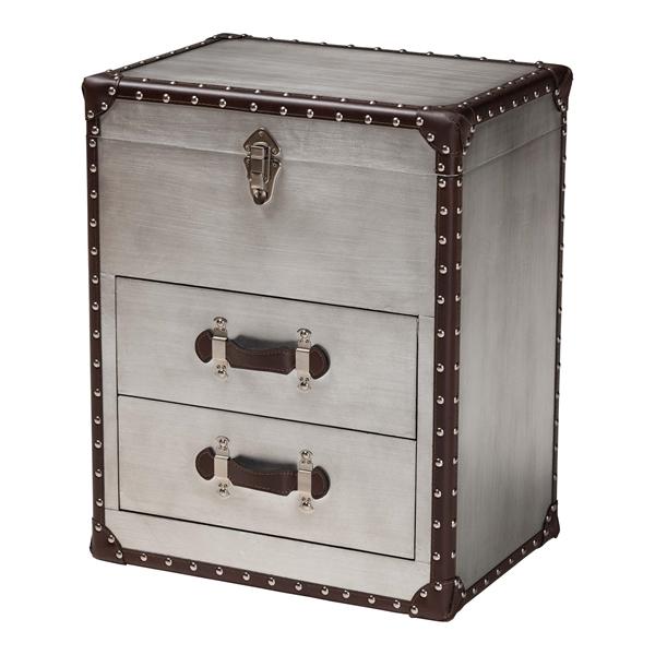 baxton studio Baxton Studio Calidore Vintage Silver Metal 2-Drawer End Table