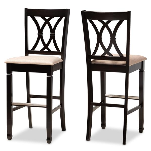 baxton studio Baxton Studio Calista Modern and Contemporary Sand Fabric Upholstered and Espresso Brown Finished Wood 2-Piece Bar Stool Set