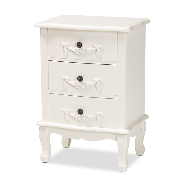 baxton studio Baxton Studio Callen Classic and Traditional White Finished Wood 3-Drawer End Table