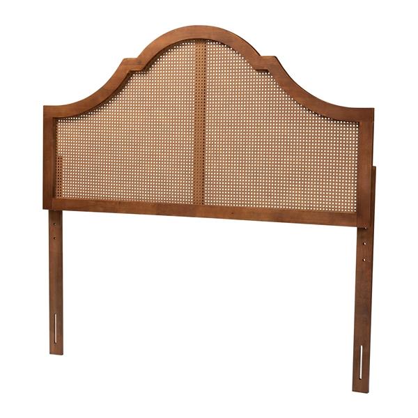 baxton studio Baxton Studio Camila Classic and Traditional Ash Walnut Finished Wood Queen Size Headboard with Rattan
