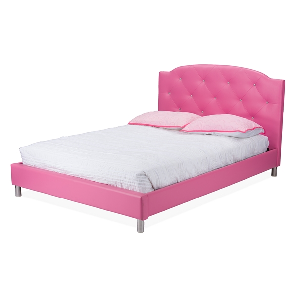 baxton studio Baxton Studio Canterbury Modern and Contemporary Hot Pink Faux Leather Queen Size Platform Bed