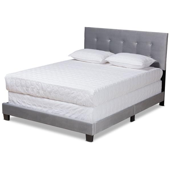 baxton studio Baxton Studio Caprice Modern and Contemporary Glam Grey Velvet Fabric Upholstered Full Size Panel Bed