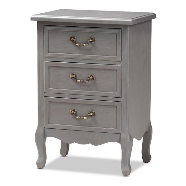 baxton studio Baxton Studio Capucine Antique French Country Cottage Grey Finished Wood 3-Drawer End Table