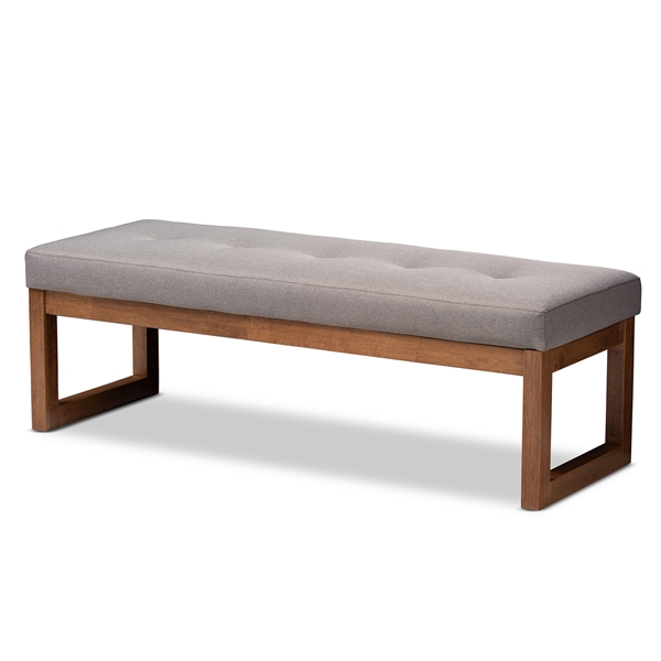 baxton studio Baxton Studio Caramay Modern and Contemporary Grey Fabric Upholstered Walnut Brown Finished Wood Bench
