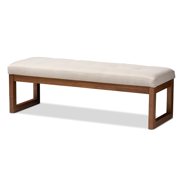 baxton studio Baxton Studio Caramay Modern and Contemporary Light Beige Fabric Upholstered Walnut Brown Finished Wood Bench