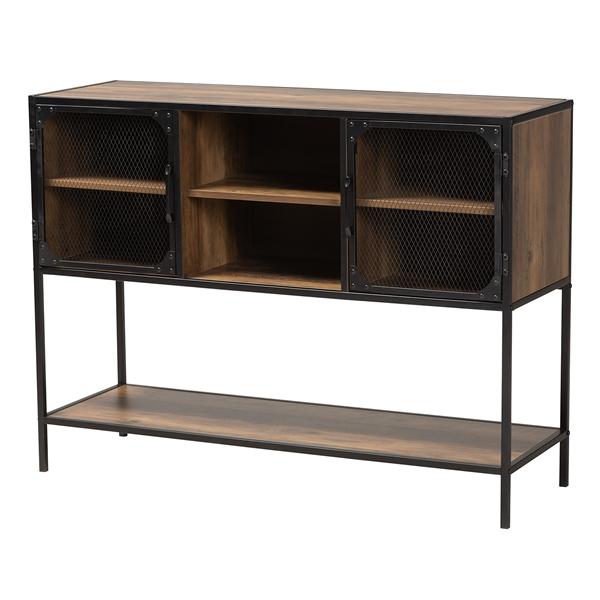 baxton studio Baxton Studio Cardea Modern Industrial Walnut Brown Finished Wood and Black Metal 2-Door Sideboard