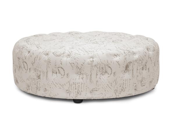 baxton studio Baxton Studio Cardiff Beige Script Print Modern Tufted Ottoman