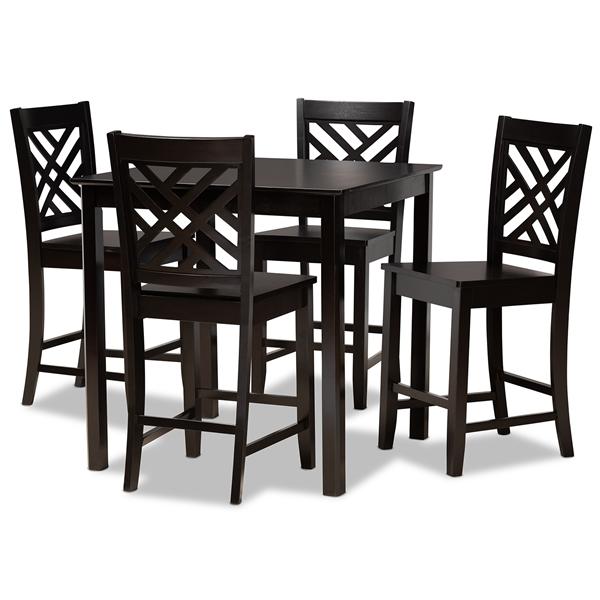 baxton studio Baxton Studio Caron Modern and Contemporary Dark Brown Finished Wood 5-Piece Pub Set