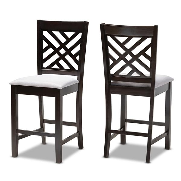 baxton studio Baxton Studio Caron Modern and Contemporary Gray Fabric Upholstered Espresso Brown Finished Wood Counter Height Pub Chair Set of 2