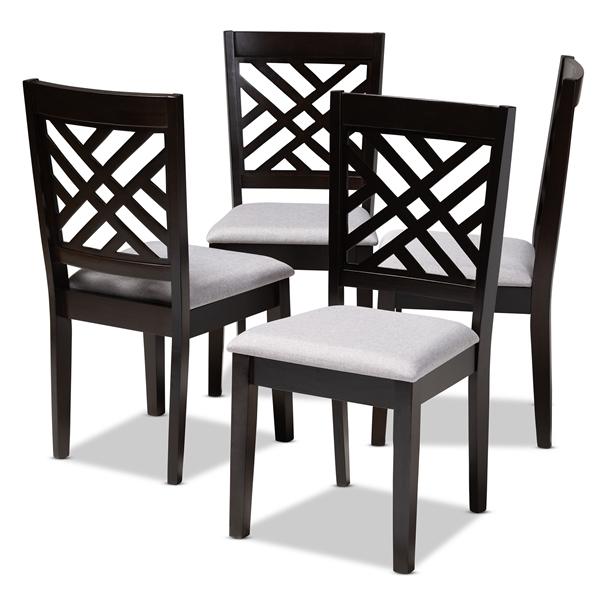 baxton studio Baxton Studio Caron Modern and Contemporary Gray Fabric Upholstered Espresso Brown Finished Wood Dining Chair Set of 4