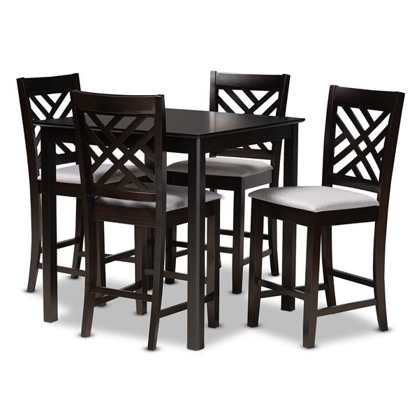 baxton studio Baxton Studio Caron Modern and Contemporary Gray Fabric Upholstered Espresso Brown Finished 5-Piece Wood Pub Set